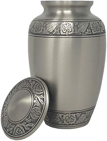 Prekrasna reljefna pewter kremacija urn - metal za odrasle srebrne kremiranje urn - trenutni život