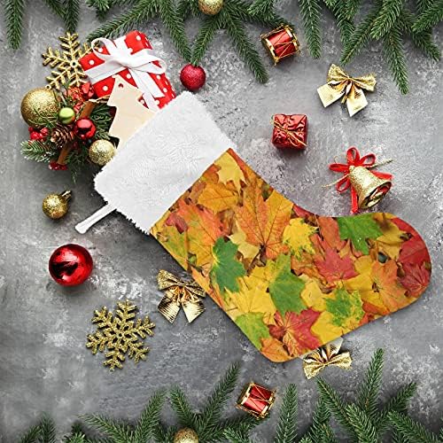 Alaza Božićne čarape jesen lišće pada javorov list Classic personalizirani veliki ukrasi za čarape za obiteljski odmor sezona Party Decor 1 paket, 17,7 ''