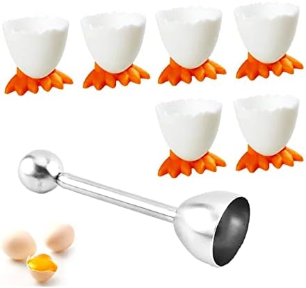 Cartoon Egg Cup, JIRVY držač za šolju za jaja 6kom šolje za jaja od pilećih stopala i 1 kom rezač za Topper