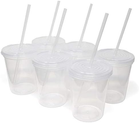 Rolling Sands 16 oz. Plastične stadionske čaše za višekratnu upotrebu sa poklopcima, 6 pakovanja, USA