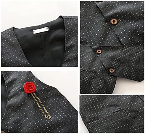 Little Boys Gentleman Forract Suit Set 4pcs Dugi rukav kravata + hlače + prsluk Dječji odjevnici crni, 4-5