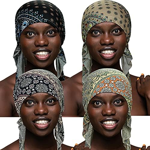 ASHILISIA 4 komada ženski Hemo šešir Turban kapica, prethodno vezani Headwraps headwear Bandana za gubitak