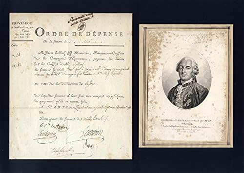 Francuski prirodnici Georges Leclerc Comte de Buffon Autograph, dokument potpisan i montiran