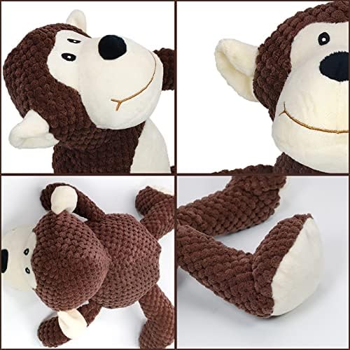 LokYingBaby Monkey plišana igračka za pse sa škripavim, igračke za žvakanje životinja za male, srednje i velike pse, izdržljive igračke za žvakanje za goniča, interaktivne sa štenetom prema van