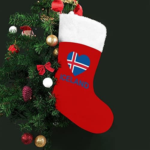 Ljubav Island Božićne čarape crveni baršun sa bijelim bombonskim torbom Xmas Dekoracije i pribor za porodičnu stranku