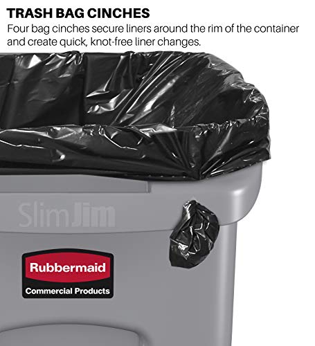 Komercijalni proizvodi za gume FG9W2700Gray Brute Rollout Trup za smeće / smeće, 50-galona, ​​siva i tanka Jim plastična pravokutna smeća / smeće može sa odzračnim kanalima, 23 galona, ​​siva