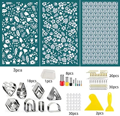 Surakey 3pcs sitotisak i 109pcs polimerni alati za gline Silkscreen Print Kit, kolekcije od svile