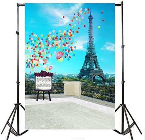 8x10ft poznati orijentir Francuska Paris pozadina za zabavu šarene balone Eiffelov toranj scena plavo