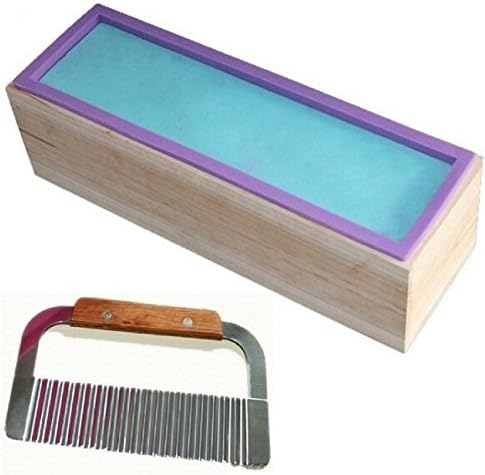 Allforhome Pravokutnik silikonski sapuni sa drvenim kutijom valovita rezač sapunice od nehrđajućeg