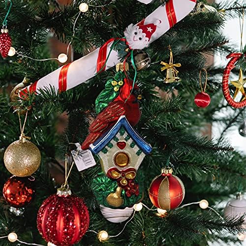 Ograničeno izdanje Kurt Adler Cardinal Bird on Birdhouse - ručni ukras za božićno drvce za praznično raspoloženje, jedinstvene poklone i svečani dekor-ekskluzivna uspomena napravljena u Poljskoj