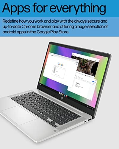 HP Chromebook 14 Laptop, Intel Celeron N4120, 4 GB RAM-a, 64 GB eMMC, 14 HD ekran, Chrome OS,