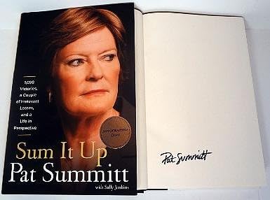 Pat Summitt potpisao Sum It Up 1. izdanje Hardback knjiga - JSA Hologram-fakultetski Časopisi sa autogramom