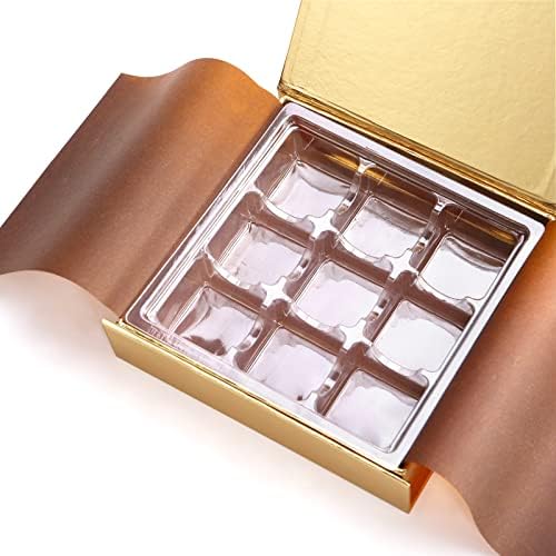 BAKIPACK 6 kutija za tartufe, kutija za čokolade, Poklon kutija od zlatnog tartufa pakovanje sa 9-komadnim