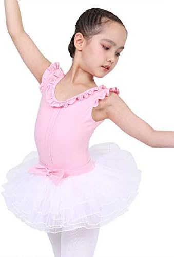 S.LEMON baletske leotarde za djevojke, dječje ruffless plesne haljine s tutu suktom 2 komada