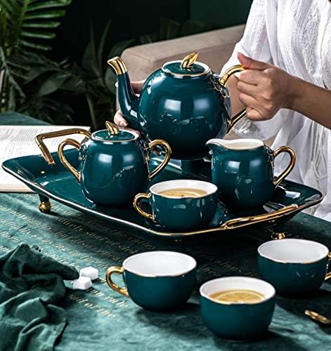 Lepsjgc keramički čaj za kafu Nordijski crtež zlatni zeleni kafe Pot šalice mlijeka Jug šećerne posude za posudu set Početna popodnevni čaj set