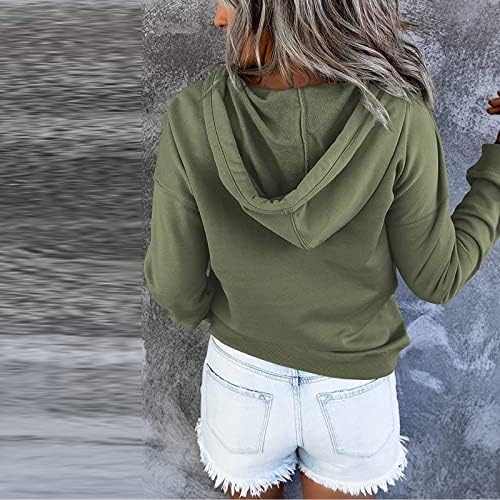 Nokmopo Ženska dukserica Ženska dukseva za pulover vrhovi tiskani ležerni gumb niz džepne duge dugih