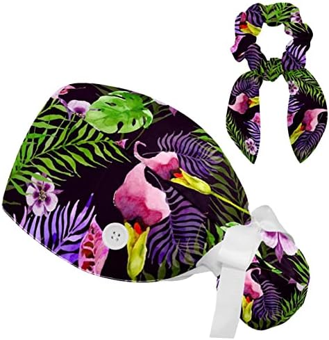 Cvjetna ljetna tropska podesiva radna kapa s držačem konjskih repa, kapu za pilingu sa bowknot