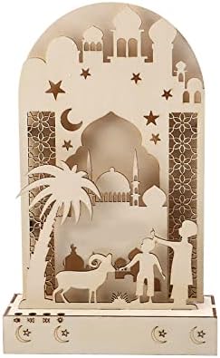 symoid privjesak Ramazanska svjetla, Ramazanski ukrasi za dom 2023, 3D drveni Eid Mubarak Decor viseća