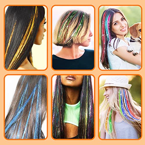Šljokice za kosu, šljokice za kosu 10 boja sa 2400 pramenova ekstenzija za kosu za žene djevojke Dodaci za kosu