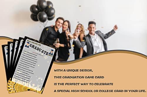 Diplomirani igračke igre - Ko poznaje diplomske najbolje karte - Diplomirani ukrasi za maturu 2022 - Gold & Black Gradske slavlje za zabavu za srednju školu / fakultet - 30 kartica