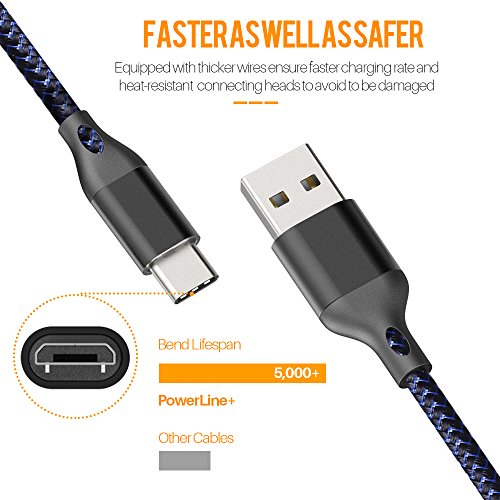 Stywvoe USB Tip C kabel 3ft / 6ft / 6ft / 10ft 4pack Brzi sync punjenje najlonskih pletenica kabela