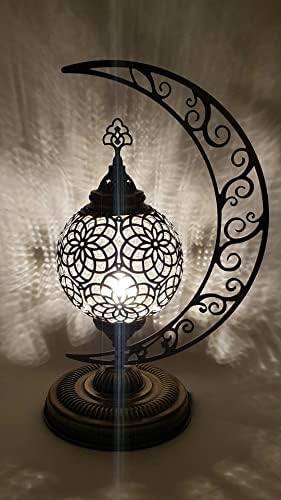 SudamlaSibazaar - Mjesec Oblik mesingane stolne svjetiljke, Ramadanska rasvjeta u stilu, Ramadan ukras, Eid Mubarak