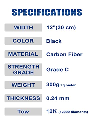 11 FT x 12 tkanina od karbonskih vlakana obična tkanina od 12k karbonskih vlakana 300g, debljine 0,24 mm, Lim od karbonskih vlakana, stepen čvrstoće C