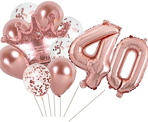 Kungoon 40. rođendan balon, ružičasta zlato broj 40 Mylar Balloon, smiješan 40. rođendan / godišnjica
