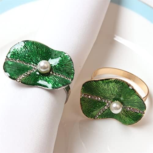 N / a 12 komada kopča salveta Creative Diamond Green Lotus list ring prsten za salvetu biserni list ukras