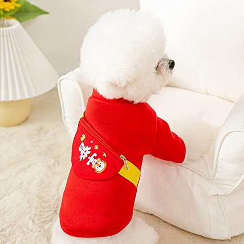 Lepsjgc Kineska novogodišnja odjeća za pamučnu kućnu ljubimcu odjeću za male srednje pse dukserište štenad