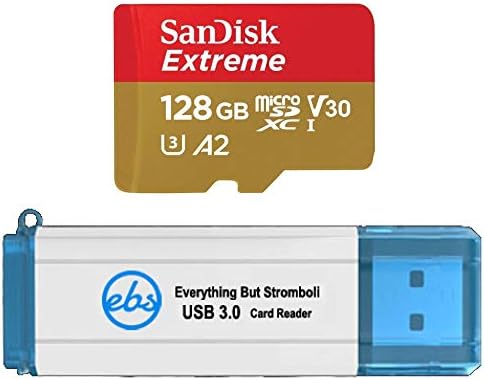 SanDisk 128GB memorijska kartica Extreme radi sa GoPro Hero 7 crna, srebrna, Hero7 Bijela UHS-1 U3 A2 Micro SDXC paket sa svime osim Stromboli 3.0 čitač mikro/SD kartica
