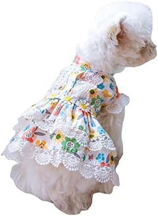 Qwinee cvjetna haljina za pse Cat čipka TRIM princeza haljina prozračne meke doggy prsluke za male srednje