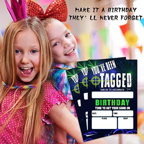 ISOVF 4 X 6 Laser TAG TAG rođendanske kartice sa kovertama - Party u stilu Party Invites - C15