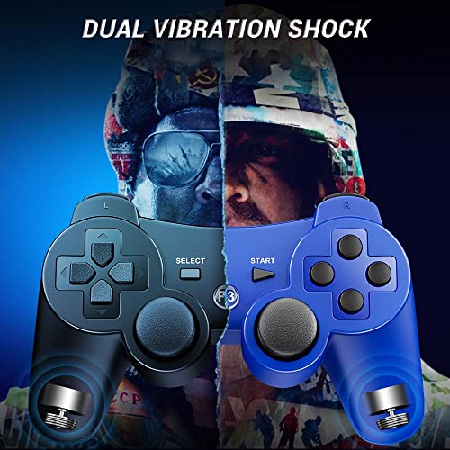 Okhaha Controller 2 Pack za PS3 bežični kontroler za Sony PlayStation 3, dvostruki šok 3, Bluetooth, punjiv,