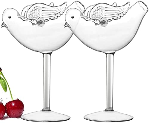 Čaša za koktele, Martini čaša u obliku ptice, prozirne čaše za vino Set od 2, jedinstvena čaša za pehar