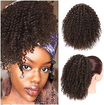Ponytail Hairpiece za žene 8 inča Afro Kinky Curly Drawstring Ponytail sintetički Afro Puffs Curly rep produžetak sintetički kratki Kovrčavi rep klip u ekstenzijama za kosu rep Sintetička kosa E