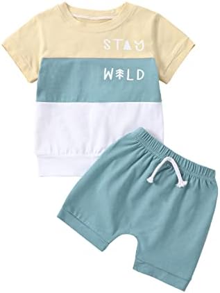 Lzcyilanxiulsl toddler baby boy ljetna odjeća kratki rukav prugaste masline gornje i casual kratke hlače Slatka