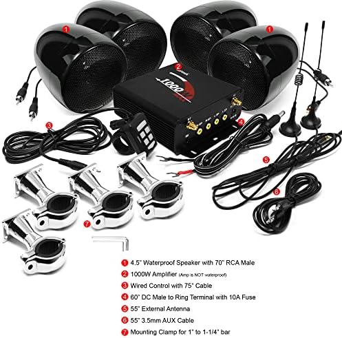 Gohawk TN4-QX 1000W 4-kanalni pojačalo 4,5 Vodootporni Bluetooth motocikl Stereo zvučnici Audio sistem