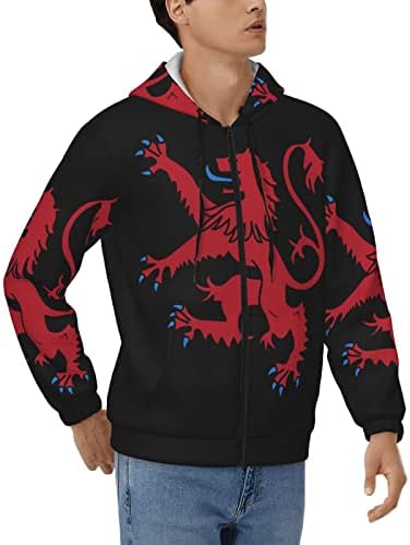 Whirose Lion Rampant Škotska škotski duksevi Muška kapuljača moda Zip Cardigan džemper