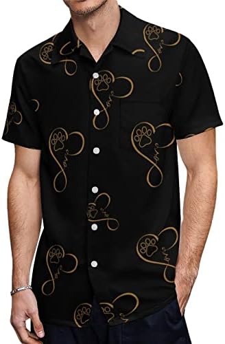 Heartbeat Cat Dog Pet Love muške ljetne košulje Casual kratki rukav dugme dole bluza štampana Regular-Fit Tee