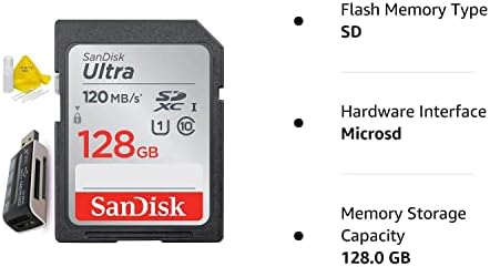 SanDisk 128GB Ultra Class 10 SDXC UHS-I SD memorijska kartica za Canon EOS Rebel T8i T7I T7 T6i T6S T6 T5I T5 T3I SL2 SL1 EOS 90D 80D 77D 70D EOS 9000D 800D 760D 750D DSLR kamera + dodaci