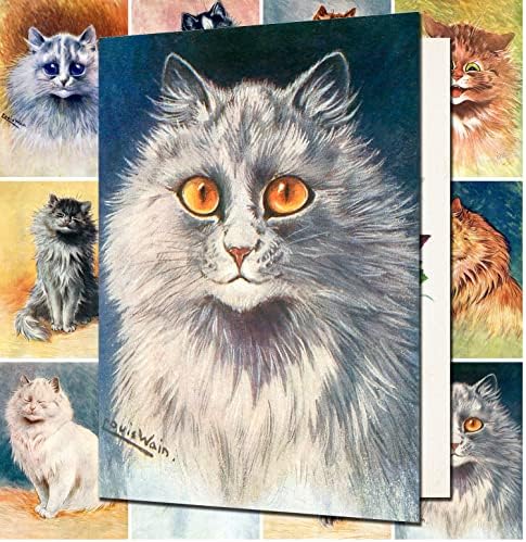 PIXILUV mačke portreti ~ 12 velikih čestitki ~ Vintage razglednice i ilustracije časopisa Louis Wain