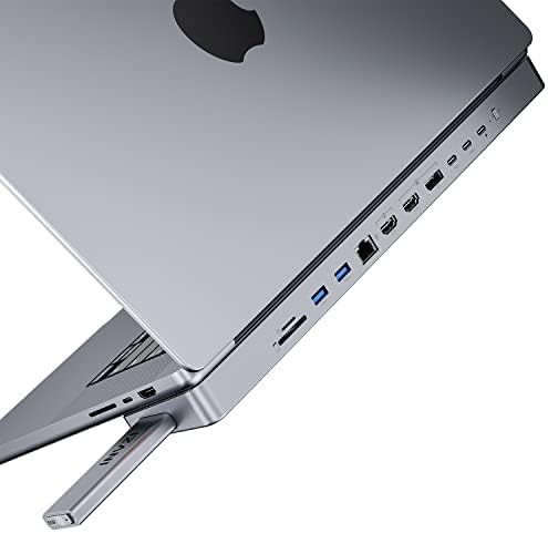 Inva Maghub 12-in-2 USB-C priključna stanica Trostruki monitori s skočnim SSD, dual 4k HDMI, DP, 100W PD punjenje, USB 3.2 10Gbps USB, RJ45, SD / TF slotovi za MacBook Pro M1 14 16, MacBook Air M2 13