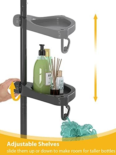 Ugaoni tuš kaddy zatezni stup, kupaonica Organizator stalak sa 4 plastične košare, za kadu šampon za odlaganje
