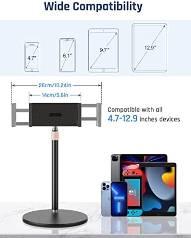 Držač tableta KLSNIUR, podesiva visina tableta i telefon za telefon za stol, 360 ° rotirajuće aluminijumske metalne tablet nosača kompatibilna za iPad Pro Air Mini, iPhone, Samsung, Kindle