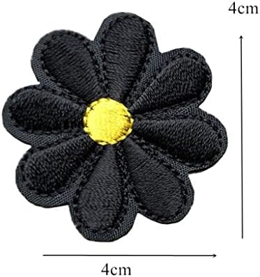 TJLSS 10pcs vezeno šiva željezo na zakrpama crne cvijeće značke daisy 4cm za torbu traperice šešir majica