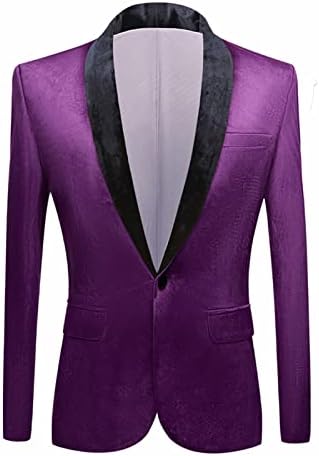 Muški Premium baršunasti Sako Sako Slim Fit čvrsti šal s reverom smoking odijelo s jednim dugmetom za večeru Maturski sportski kaput