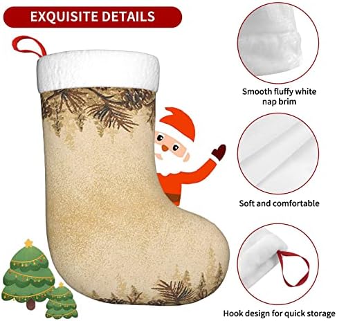 Yilequan 18 inča Božićne čarape Klasične čarape, Bor Cone Grubovi, za obiteljski odmor Božićni