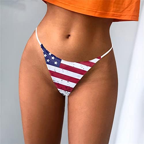 Četvrti juli Thong gaćice za žene nestašne seksualne kaiševe T-Backwwwear American Flag Niski struk udobne meke meke gaćice
