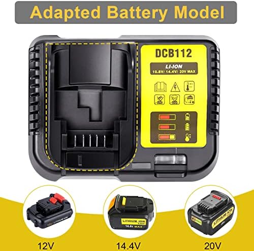 Laipuduo DCB112 punjač za baterije za Dewalt 12V-20Volt Max litijum-jon kompatibilan sa DCB112